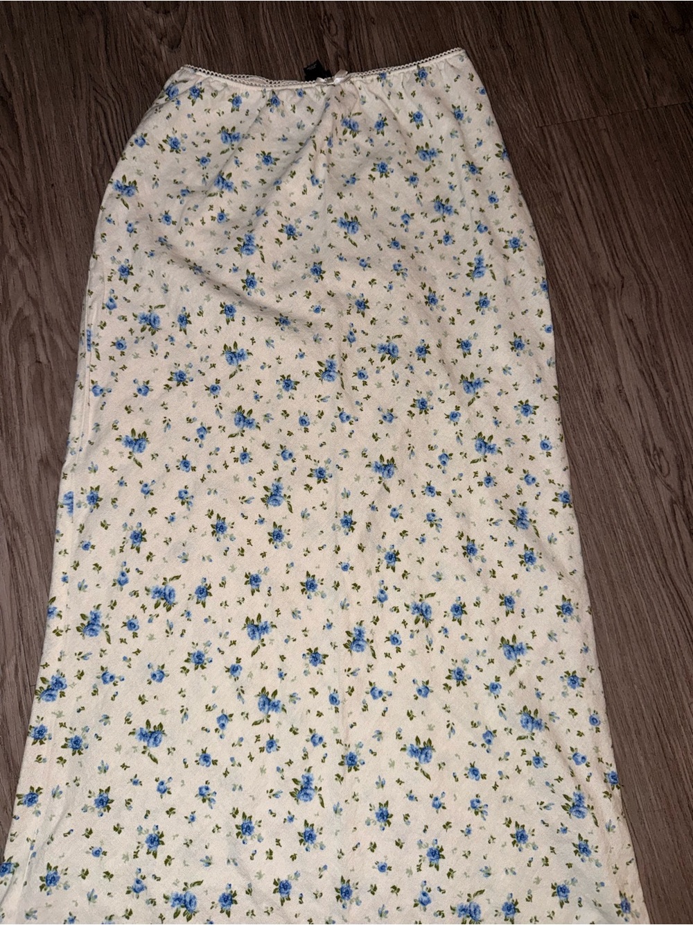wild fable Cream Maxi Skirt with Blue Floral Print